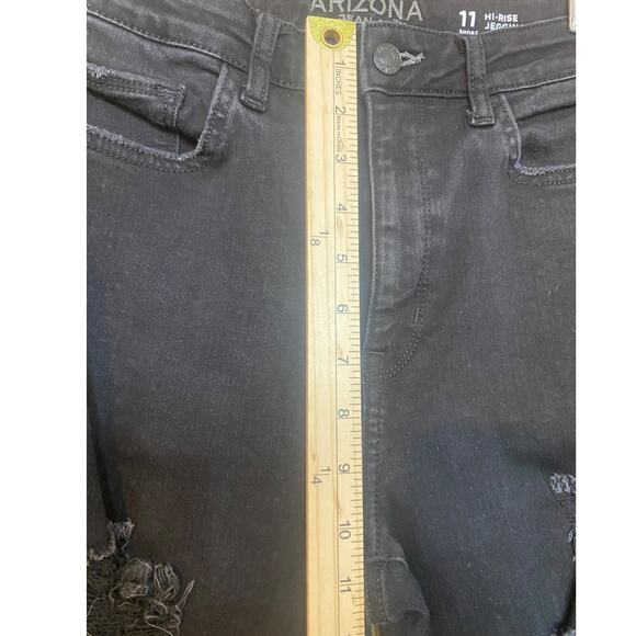 Arizona Black skinny distressed High Rise jeggings with holes - Juniors 11 Short - Picture 6 of 7